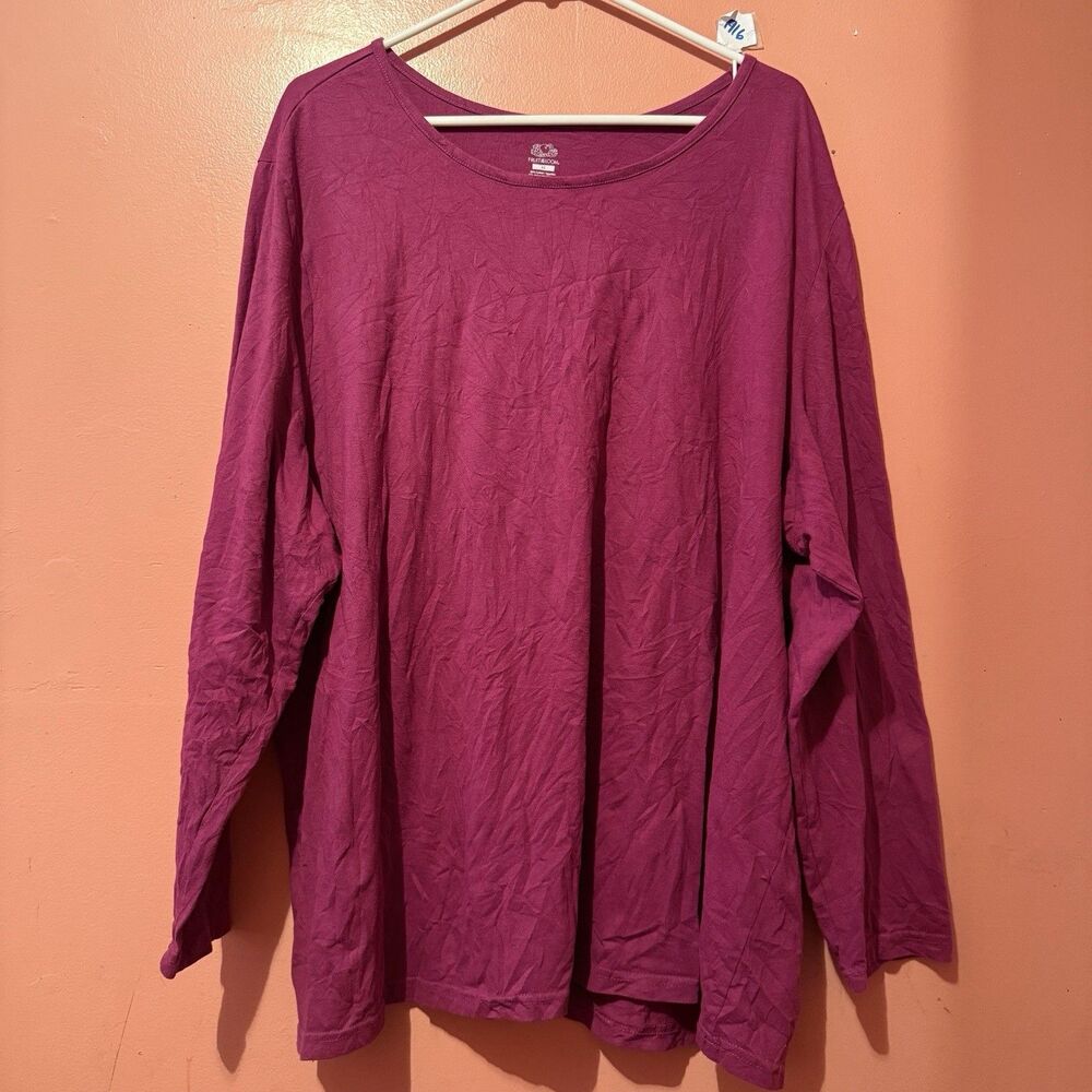 Fruit of the Loom Womens Long Sleeve TShirt Plus 4X Dark Pink Tee Shirt